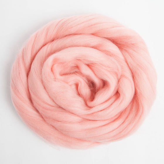 Merino Wool Top Roving, Salmon, 1 ounce