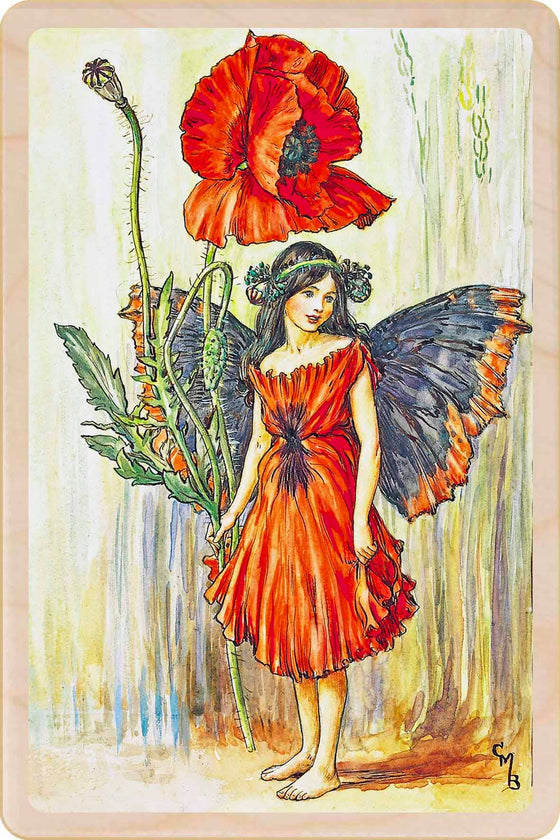 POPPY FAIRY Summer Fairies wood postcard