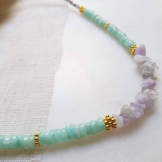 Amethyst + Amazonite Necklace