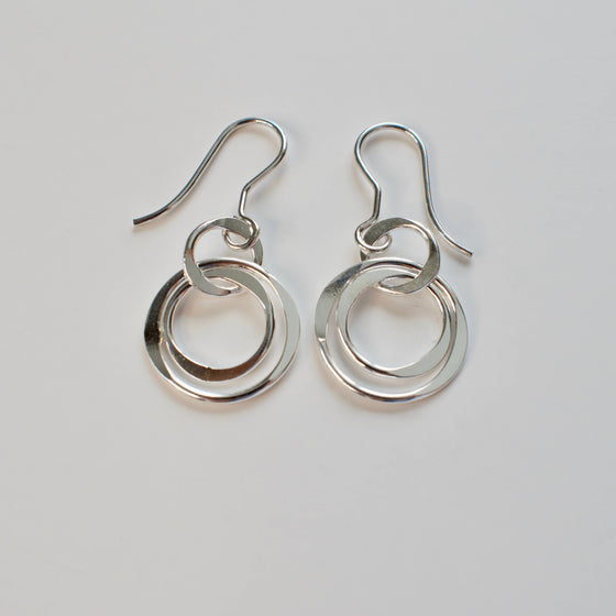 Sterling Silver Triple Loop Link Earrings