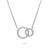 Silver Open Circle Interlocking CZ Necklace