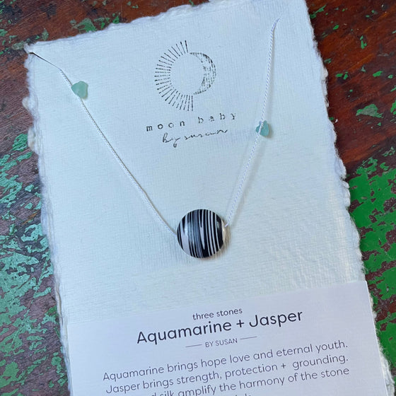 Zebra Jasper + Aquamarine + Silk