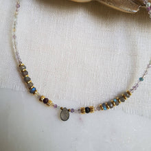  Labradorite + Fluorite + Garnet Necklace