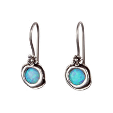  Sterling Silver Earrings With Opal Decór and Flower Detail