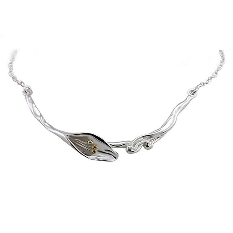 Delicate Single Lily Sterling Silver Necklace