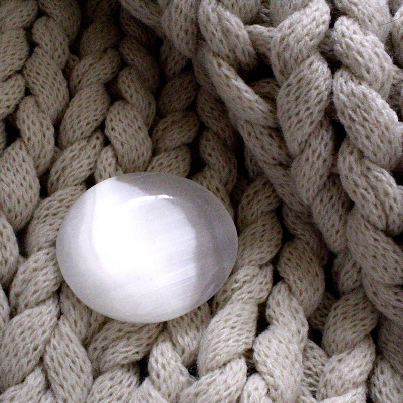 Selenite Palm Stone (Plain)