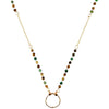 Link Chain Beaded Necklace with Round Gold Pendant