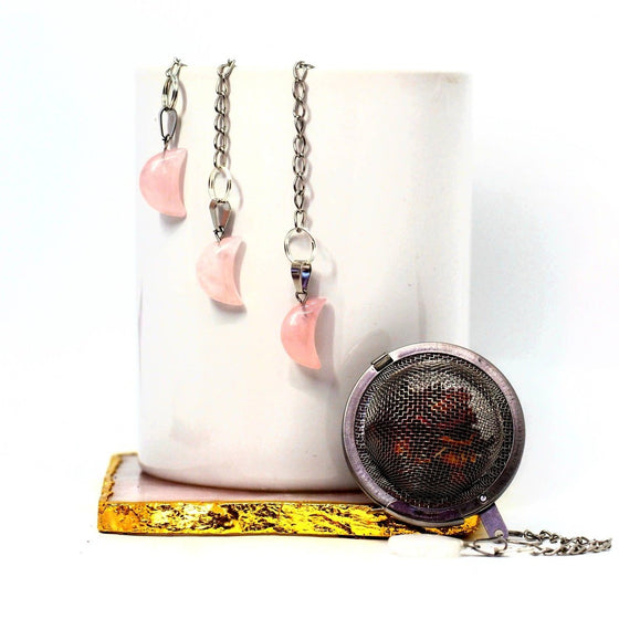 Rose Quartz Crescent Moon Crystal Tea Infuser