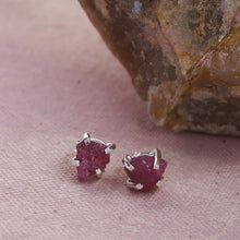  Raw Pink Tourmaline 925 Sterling Silver Stud Earrings