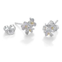  Dainty Silver Flower Stud Earrings with Gold plated centers.