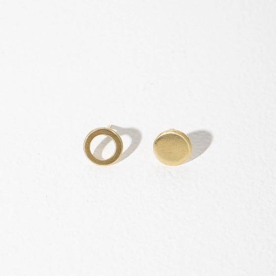 Circle Stud Earrings | Brass