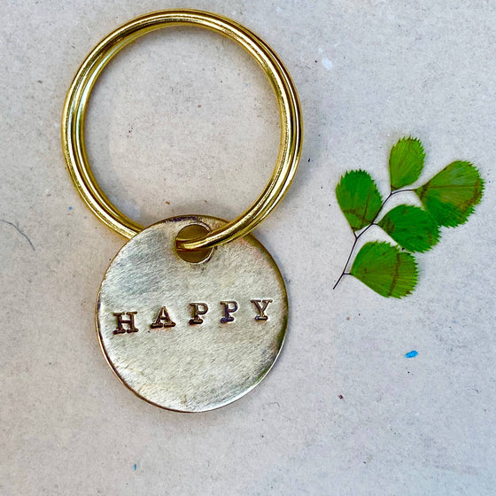 Happy Key Tag and Brass Ring