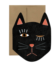  Black Cat Blink - Die Cut Halloween Card