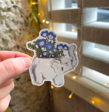  Elephant Planter Sticker w/Blue flowers