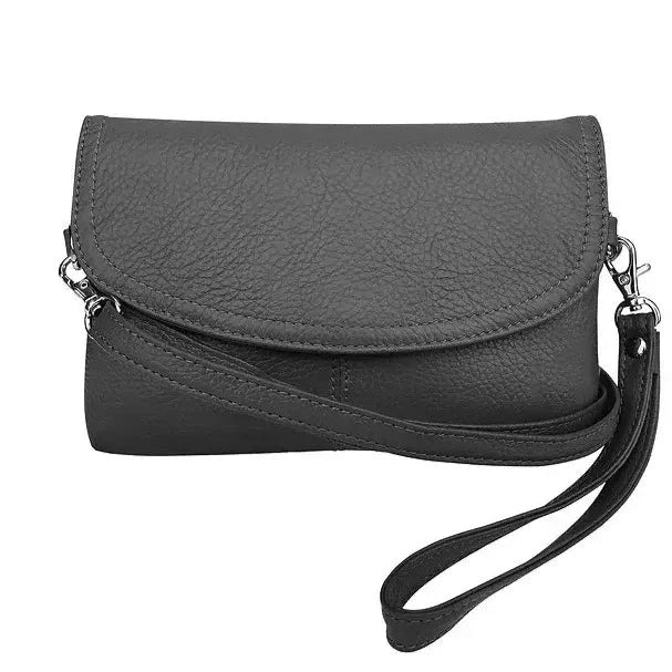 Black Leather Crossbody Clutch