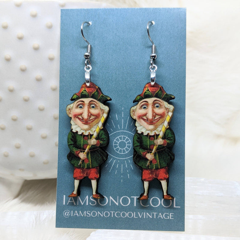 Vintage Puppet Earrings - Gnome Earrings - Troll People MAN