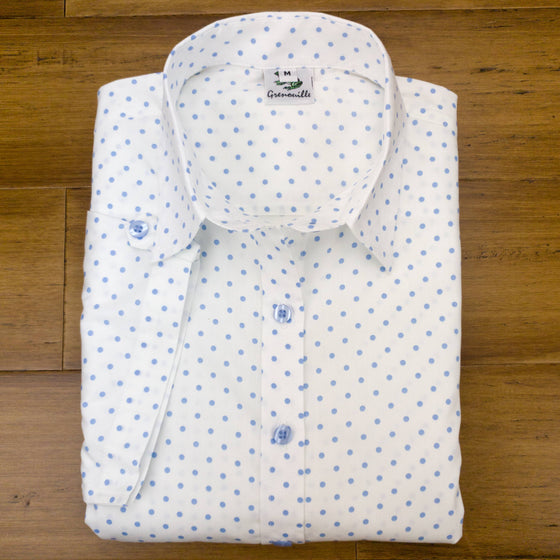 White & Blue Polka Dots Shirt