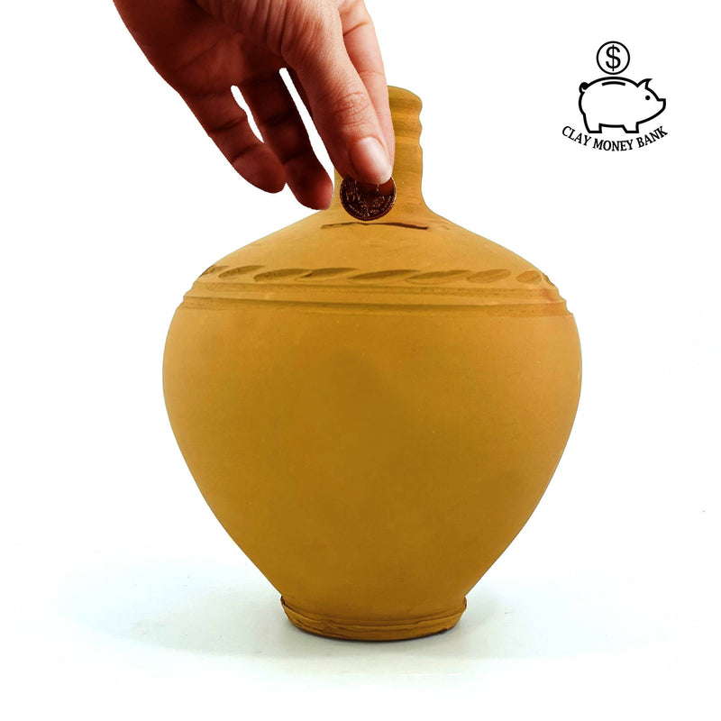 Natural Clay Piggy Banks for Adults, Terracotta Coin Banks