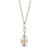 Small Metal Circle and Round Crystal, Teardrop Pendant
