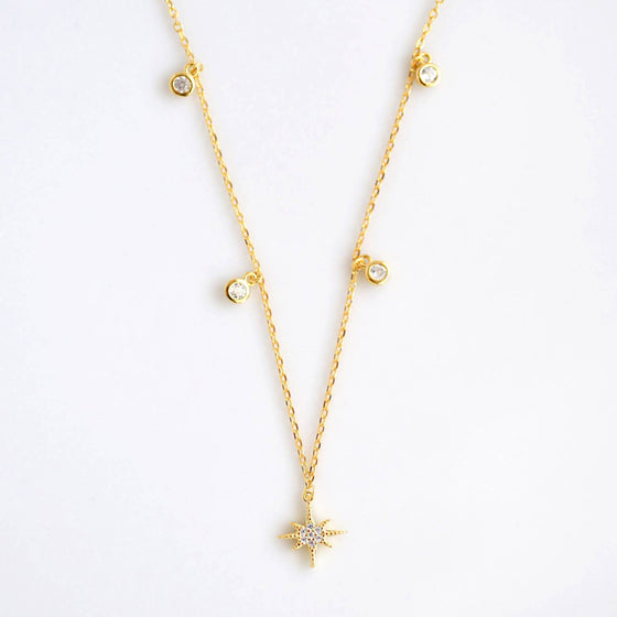 Starburst With Multi-Dangle CZ Necklace
