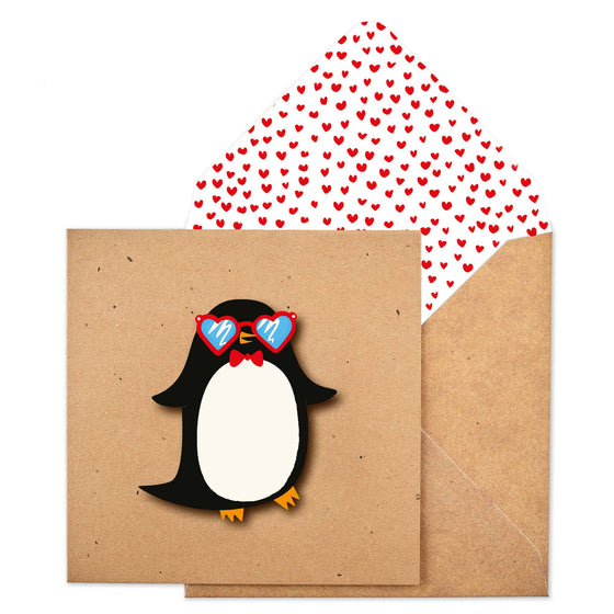 Heart Glasses Penguin Card