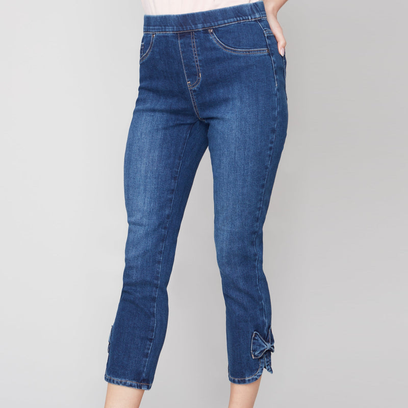 Crop Jean with Bow Indigo