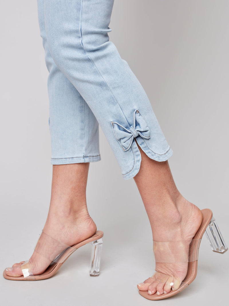 Jean with Bow in Bleached Out Blue