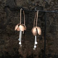  Rose Gold and Silver Dangling Flower Earrings
