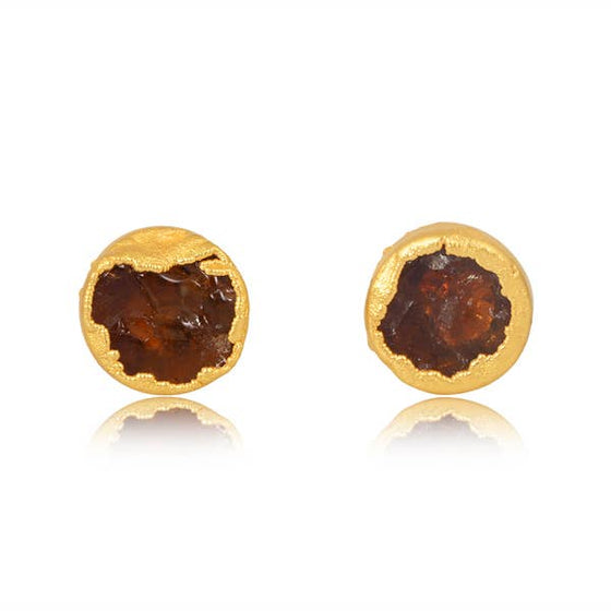 Raw uncut Citrine Ear Tops 18K gold fill