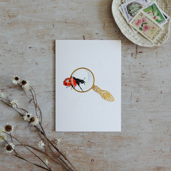 Gold Foiled Botanical Ladybird Greetings Card