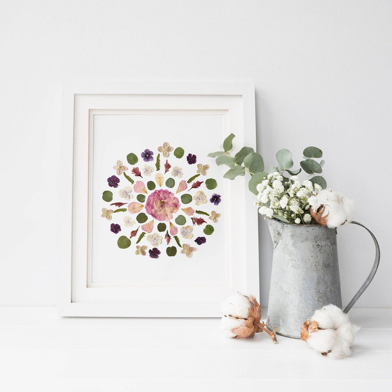 Mandala Pressed Flower Art Print, 8x10