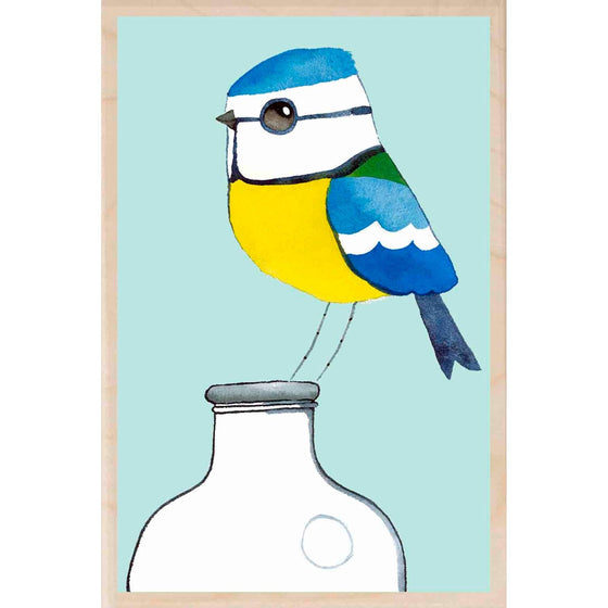 BLUE TIT wooden postcard Matt Sewell Birds™