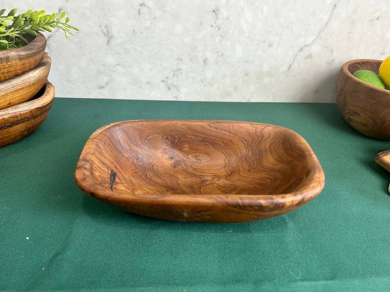 Salvaged Teak Root Oval Rustic Bowls - Hand Carved - Small
