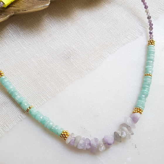 Amethyst + Amazonite Necklace