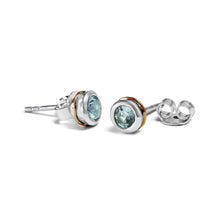  Silver Blue Topaz Stud Earrings, Handmade