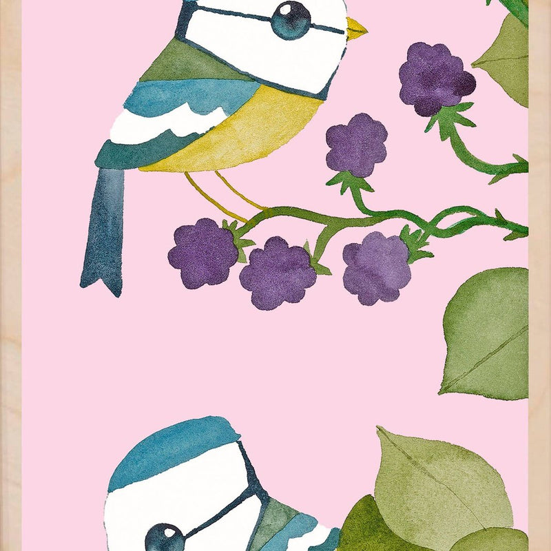 BLUE TITS wooden postcard Matt Sewell Birds™