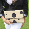 Polka Dot Straw Envelope Clutch Purse