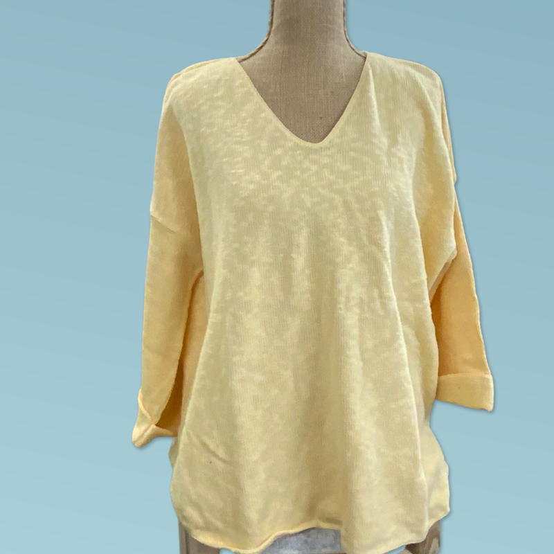 V-Neck Tunic Slub Sweater