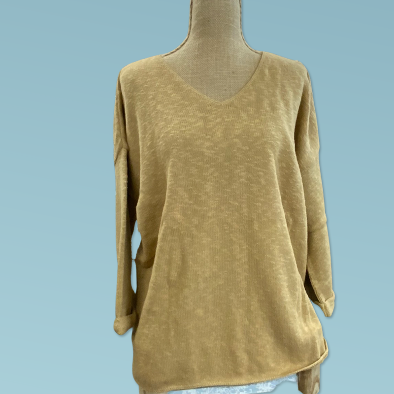 V-Neck Tunic Slub Sweater