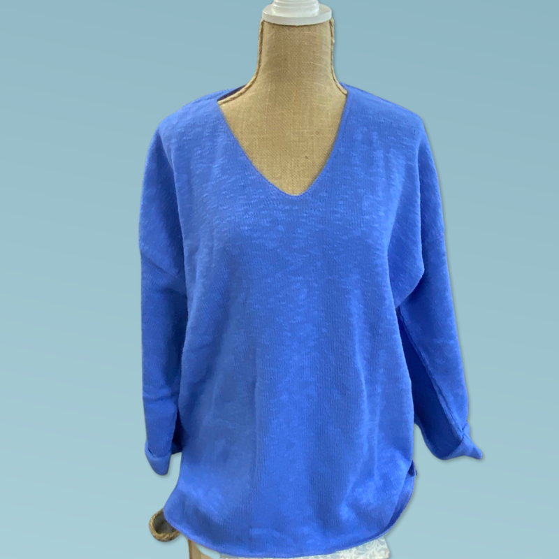 V-Neck Tunic Slub Sweater