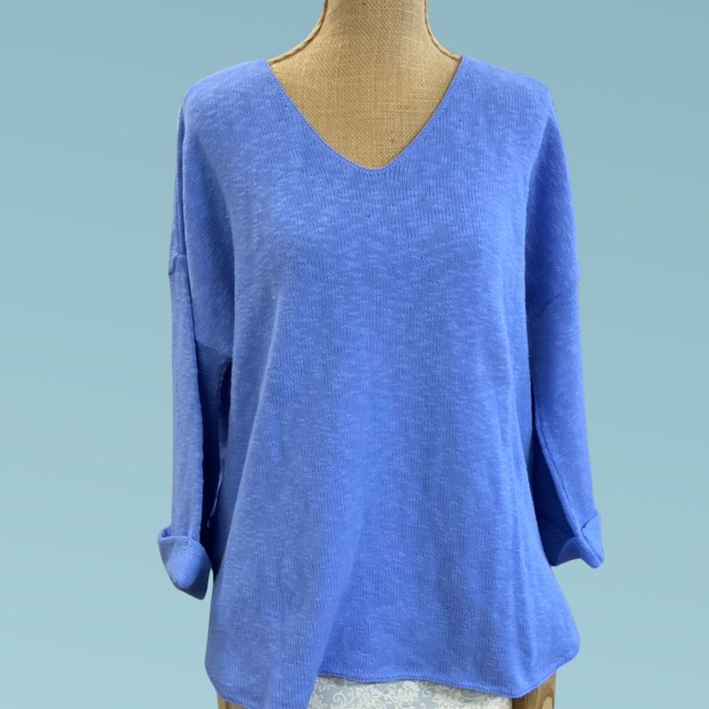 V-Neck Tunic Slub Sweater