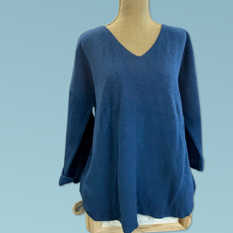 V-Neck Tunic Slub Sweater