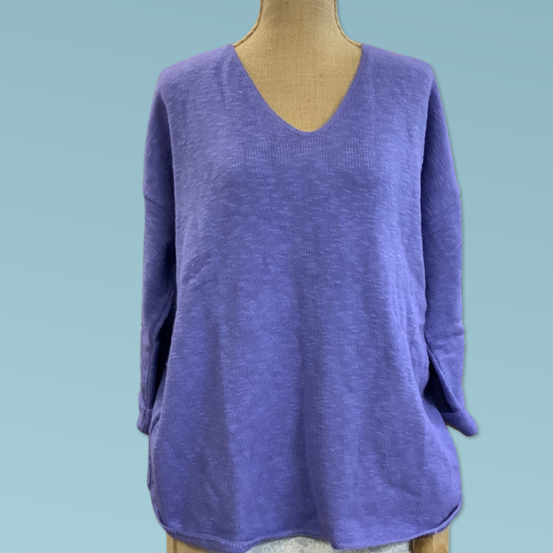 V-Neck Tunic Slub Sweater