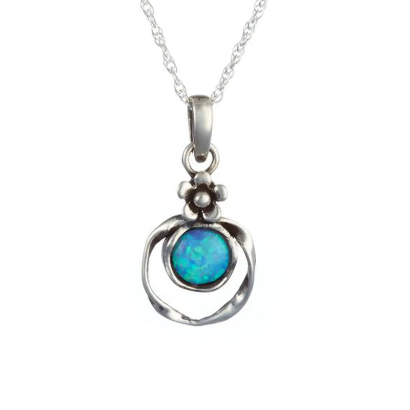 Blue Opal Sterling Silver Necklace