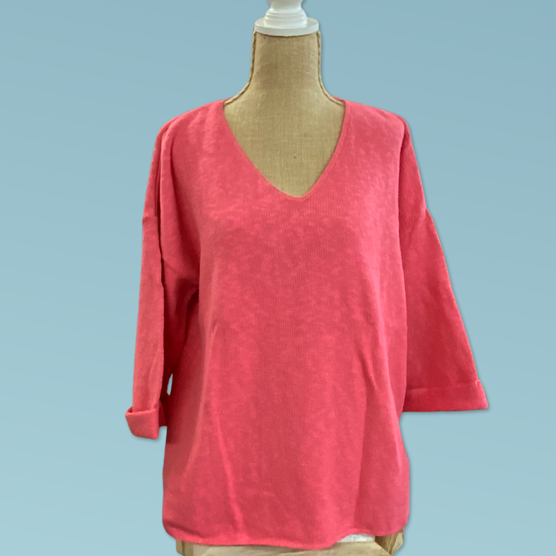 V-Neck Tunic Slub Sweater