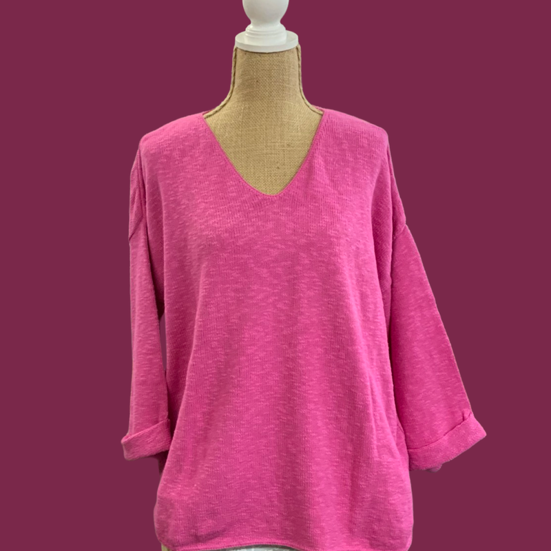 V-Neck Tunic Slub Sweater
